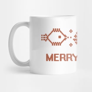 merry fishmas 8 bit Mug